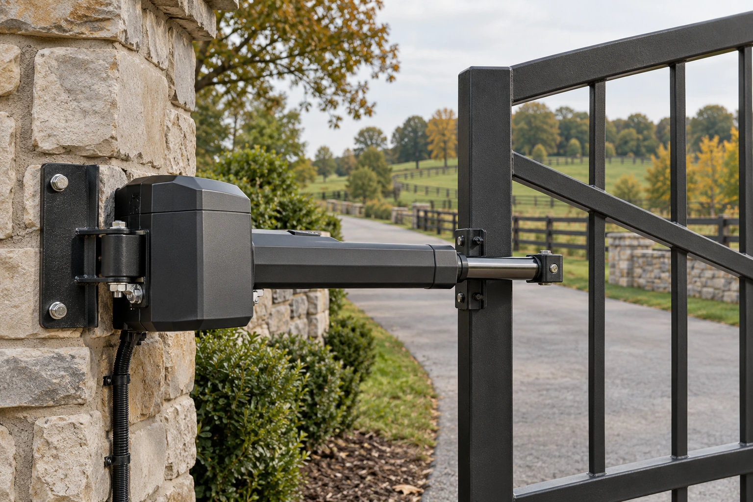 Close-up hardware detail for Automatic Metal Gate Installation in Lexington, KY