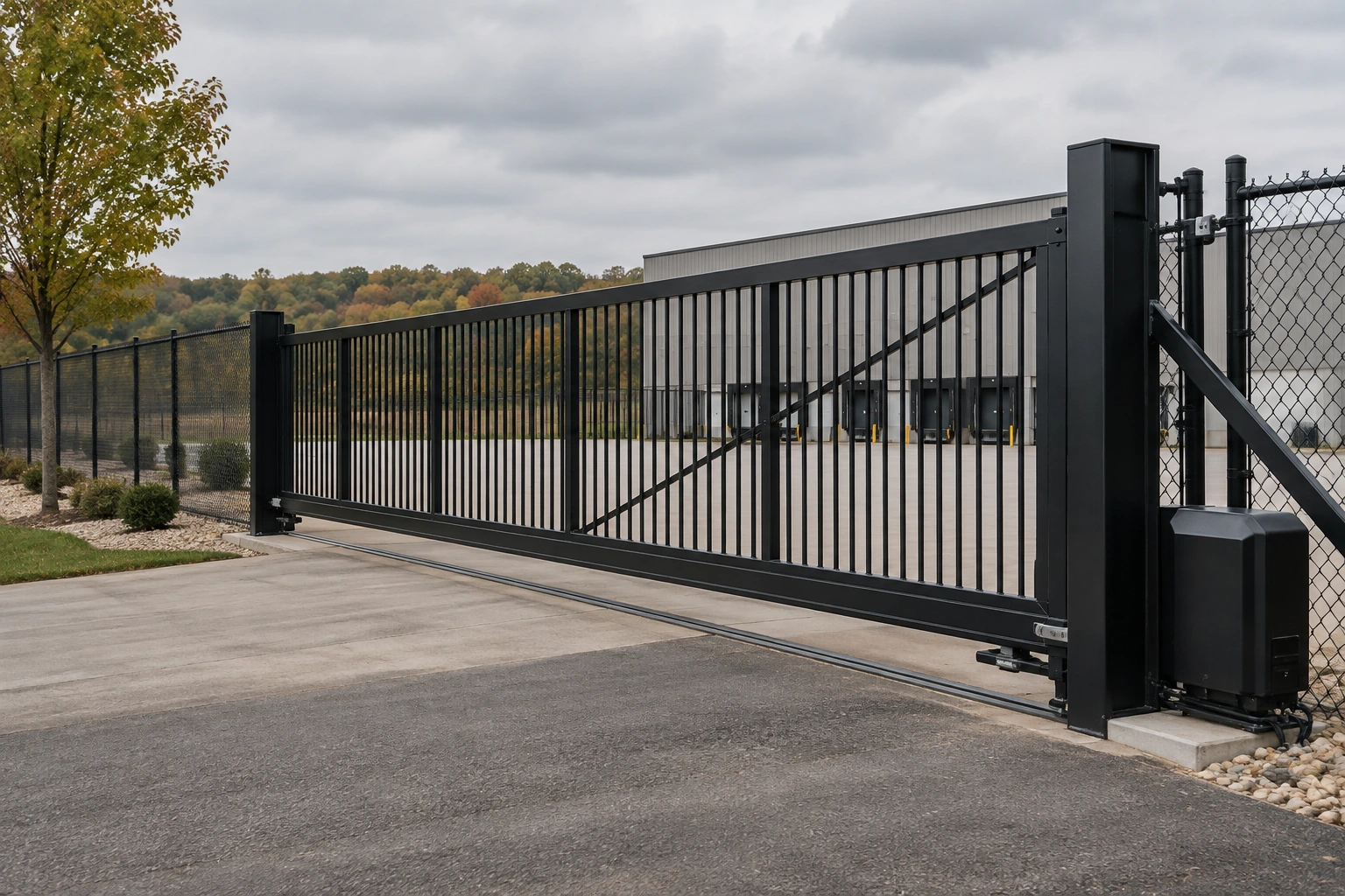 Black steel gate installation for Commercial & Industrial Metal Gate Services in Lexington, KY