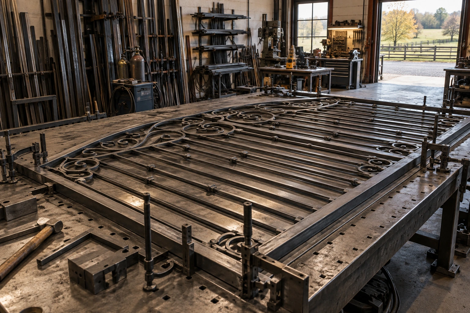 Black steel gate installation for Custom Metal Gate Design & Fabrication in Lexington, KY