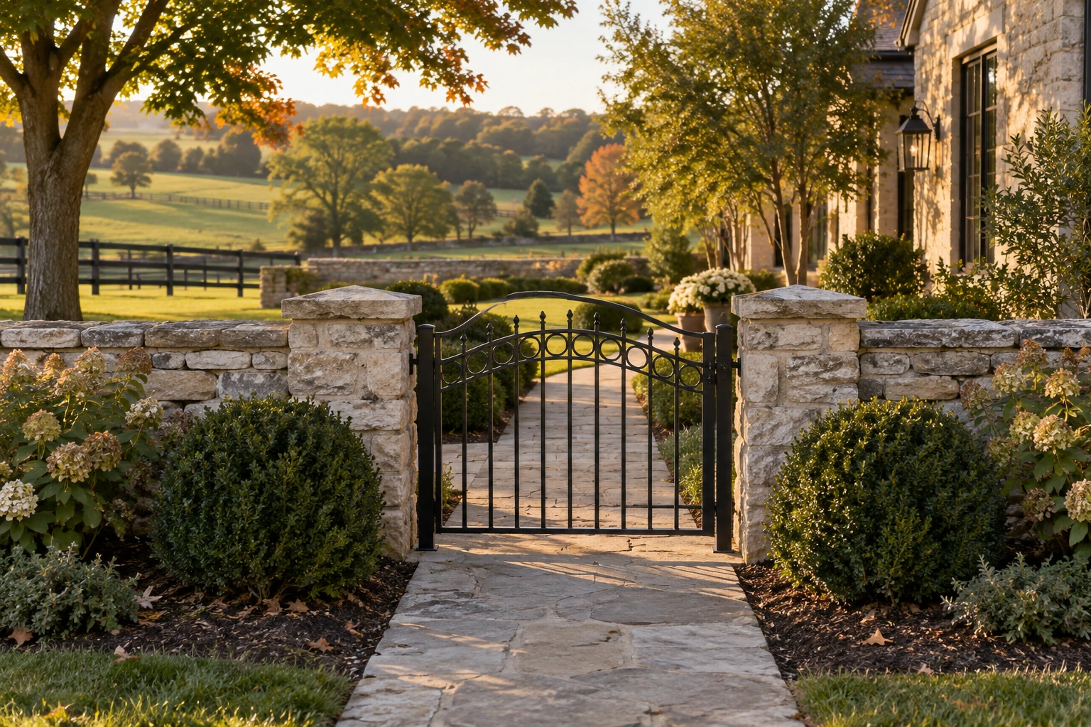 Black steel gate installation for Entry Metal Gates in Lexington, KY