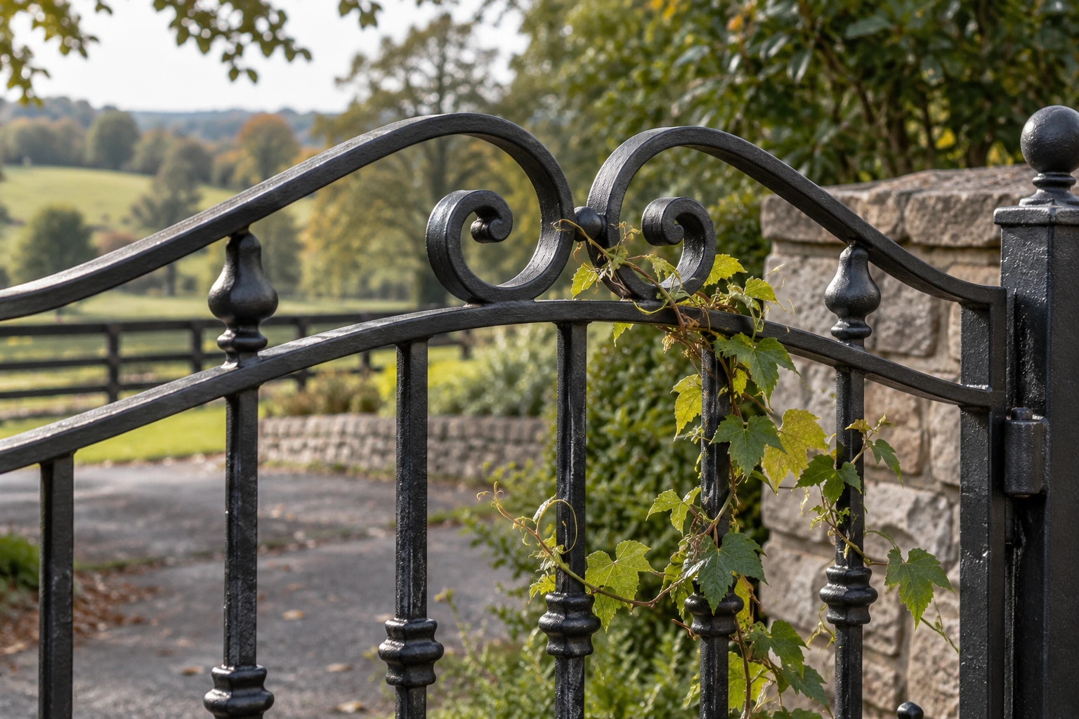 Close-up hardware detail for Garden Metal Gates in Lexington, KY