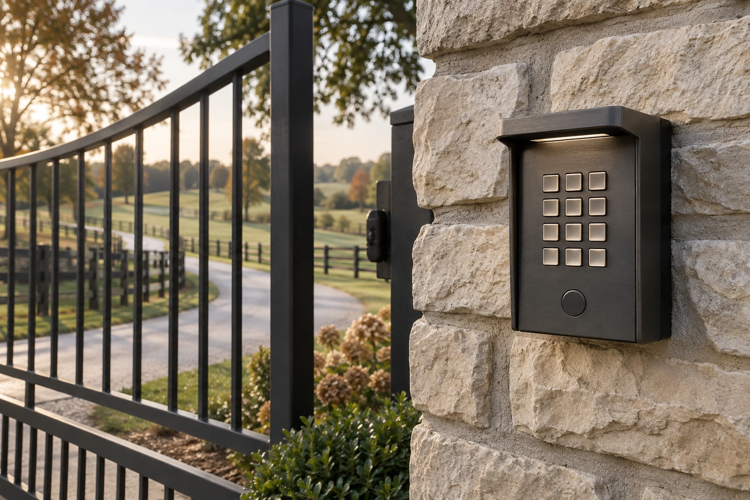Close-up hardware detail for Metal Gate Access Control & Keypad Installation in Lexington, KY
